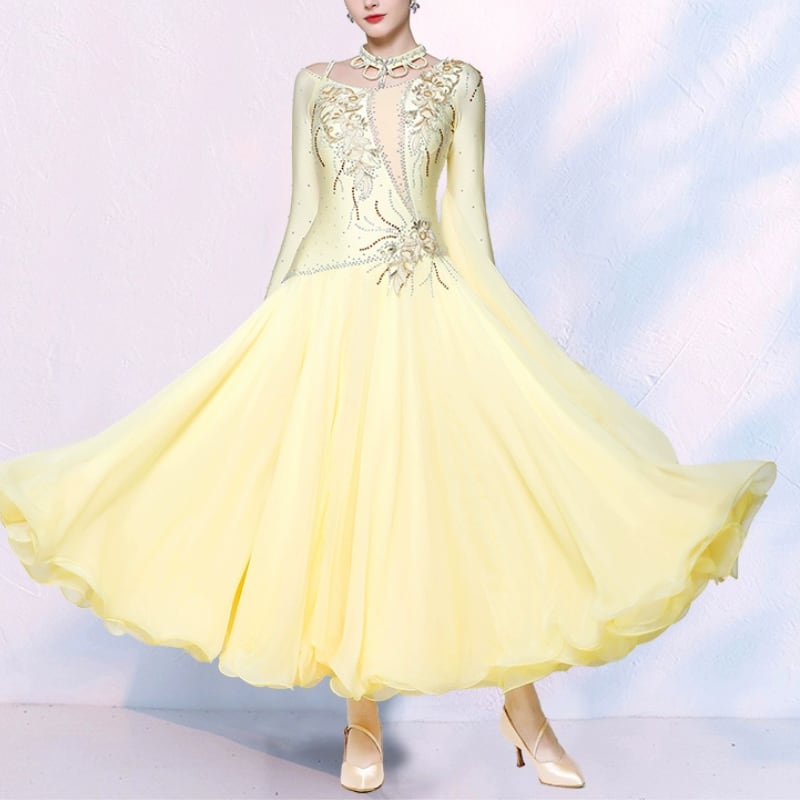 ロングスリーブ フレア Aラインシルエット ダンスドレス ds1085