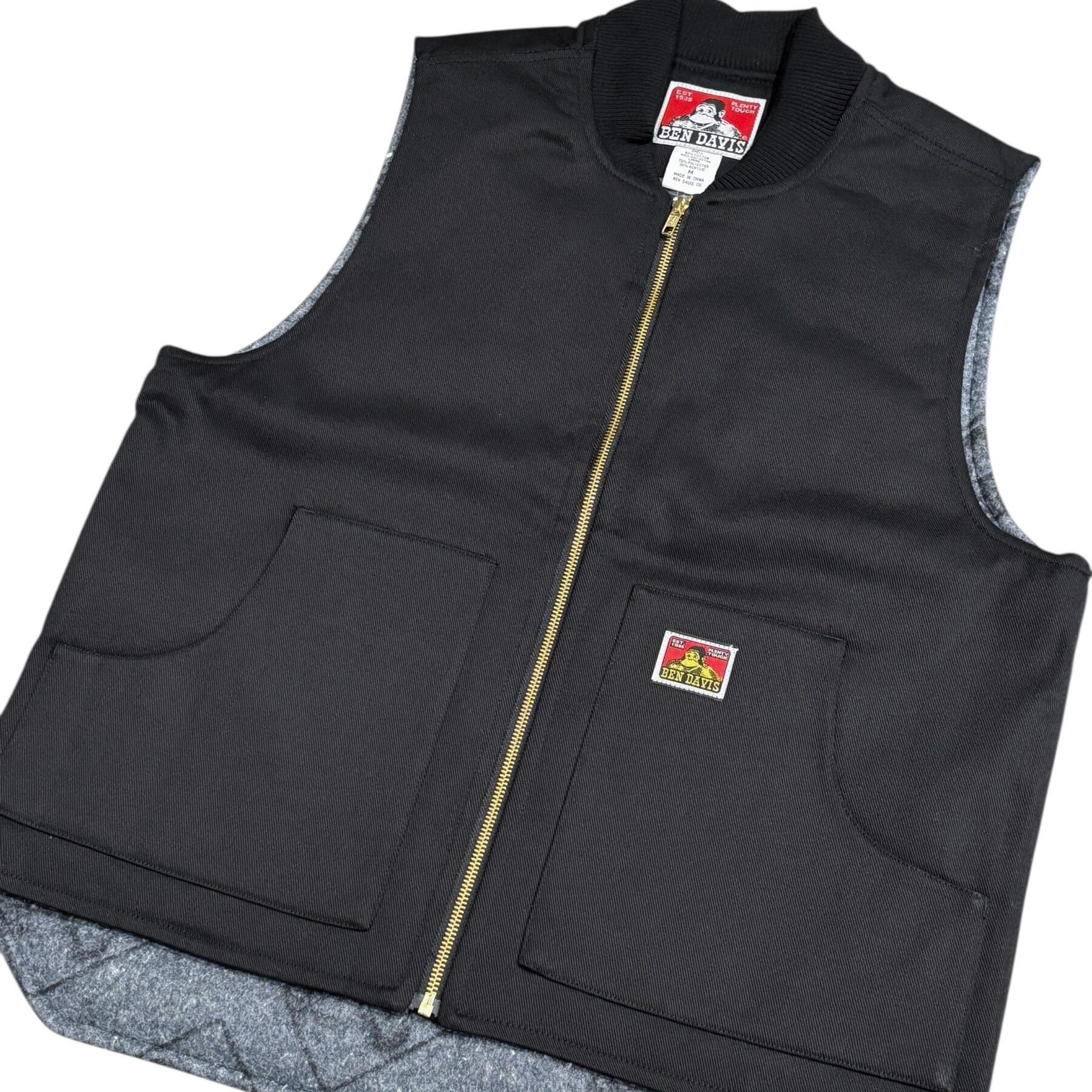 USA企画 BEN DAVIS LINED VEST - Black / ベンデイビス ワークベスト