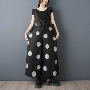 POLKA DOT WIDE LEG SUSPENDER JUMPSUIT M-17559