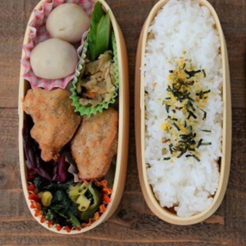 曲げわっぱ弁当箱＊スリム二段＊食べ終わったらコンパクトに収納可能