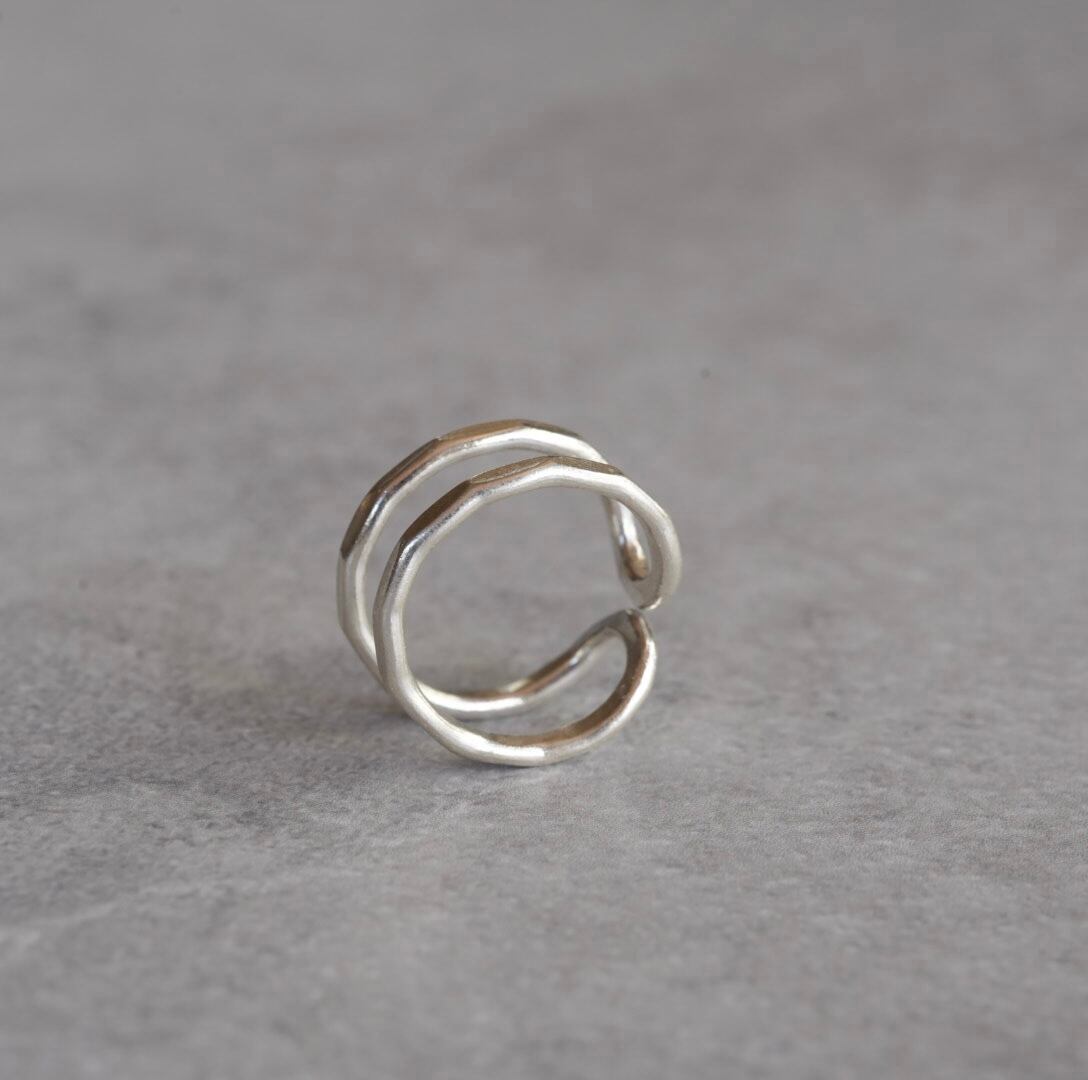 カレン族ハンドメイドシルバーリング 2連デザイン | 方龍 アクセサリー