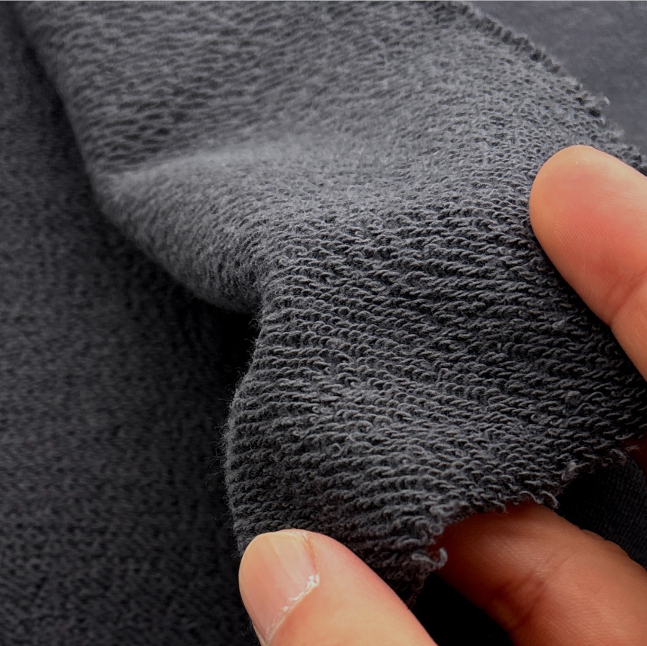 ★NY950◆2.4m◆ラスト1点◆綿100%ど詰め裏毛ニット生地◆チャコール