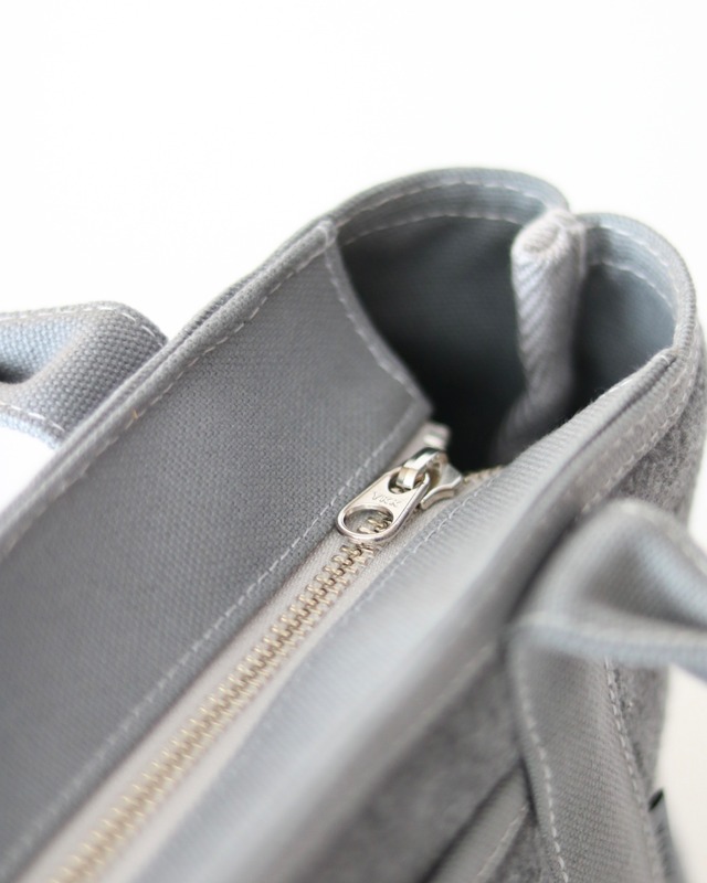 《YOKONAGA size ファスナー付き》フリーストートバッグ （グレー）