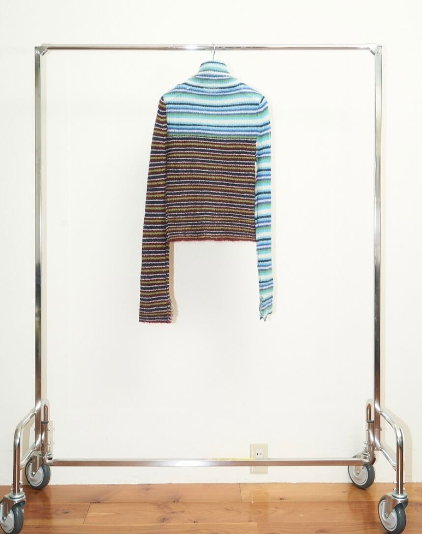 kotohayokozawa MOHAIR BORDER HIGH NECK KNIT(BLUE) KT23A-KN05