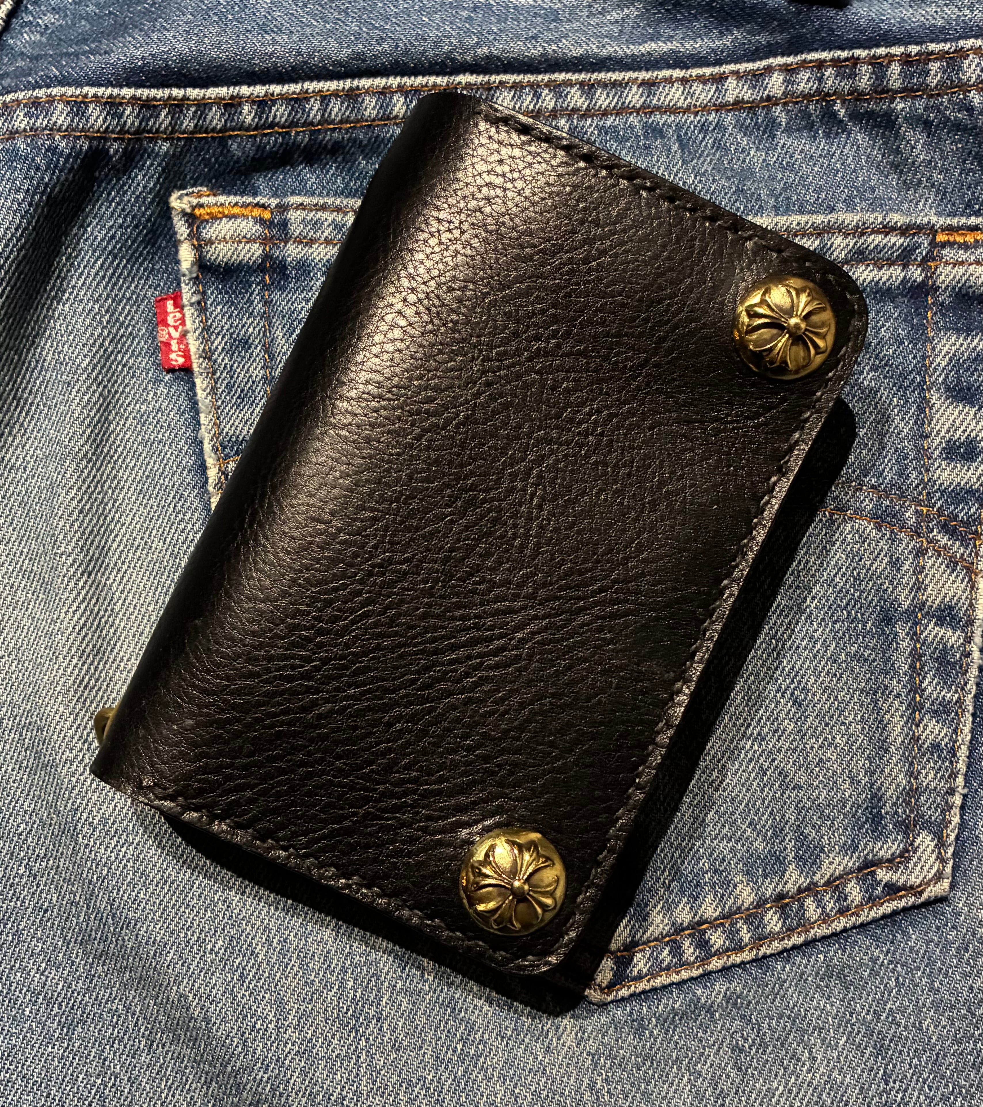 トラッカーウォレット　ミドル　イタリアンレザー　シュリンク　クロスボール LEFT-HAND.LEATHER