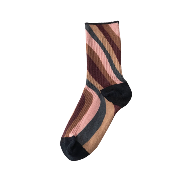 TRICOTÉ /【22-24cm】twinsets stripe link socks TR33SO046