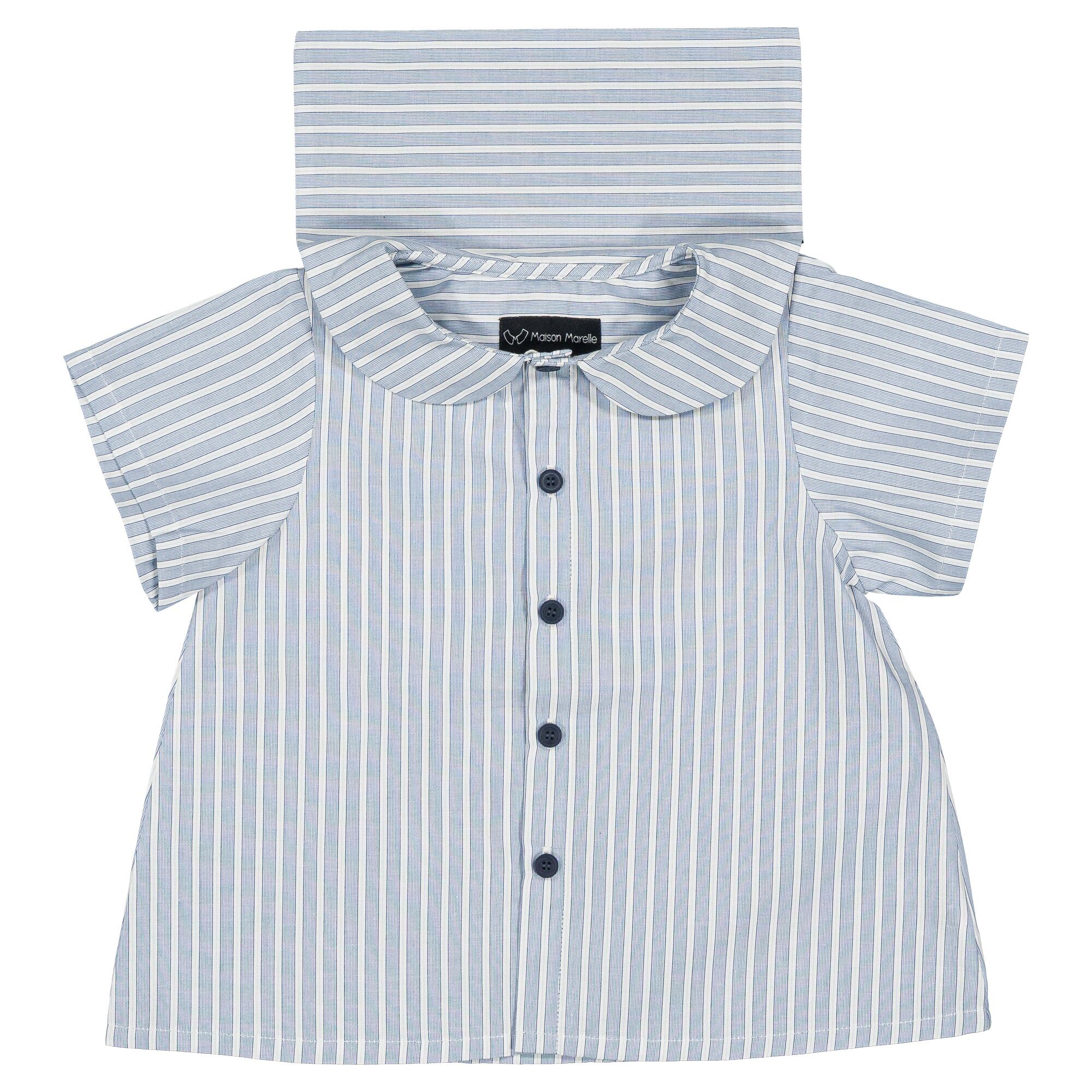ご予約【MaisonMarelle】送料無料Shirt MONCEAU - blue stripes