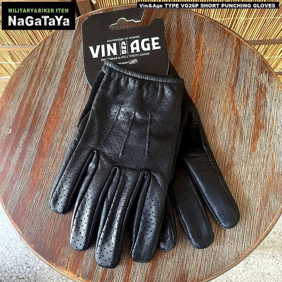 Vin & Age レザーグローブ ブラック Ｍサイズ Vin&Age ヴィンアンドエイジ VG26P SHORT PUNCHING GLOVES パンチング