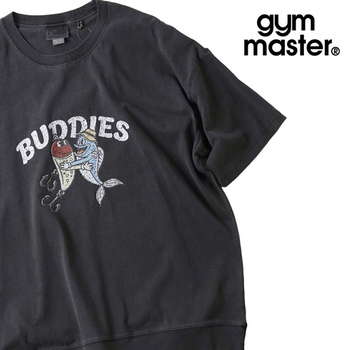 gym master ジムマスター BUDDIES ピグメント加工 ビッグシルエットTシャツ 6.2oz ヴィンテージ風 グラフィックTEE オーバーサイズ メンズ レディース G733788 チャコール