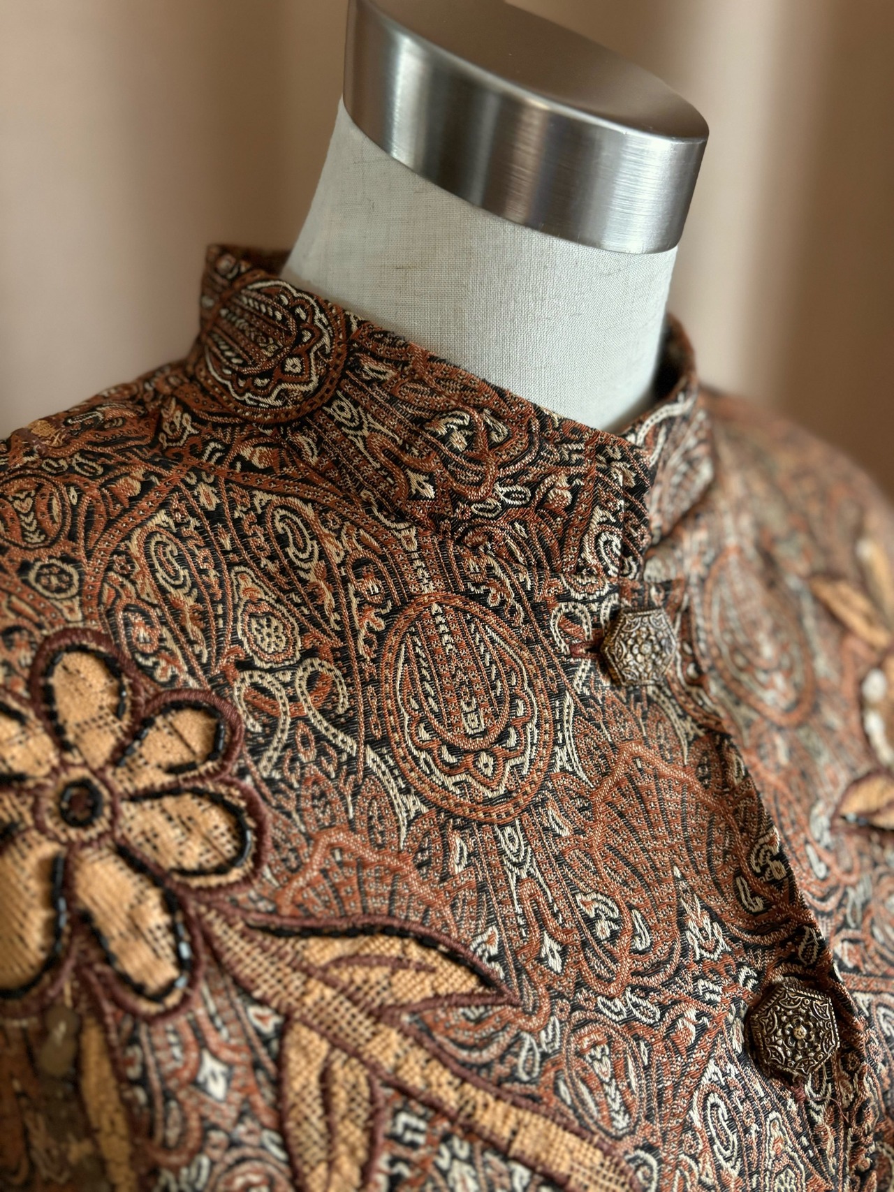 bead embroidery jacquard fabric jacket-4387-10