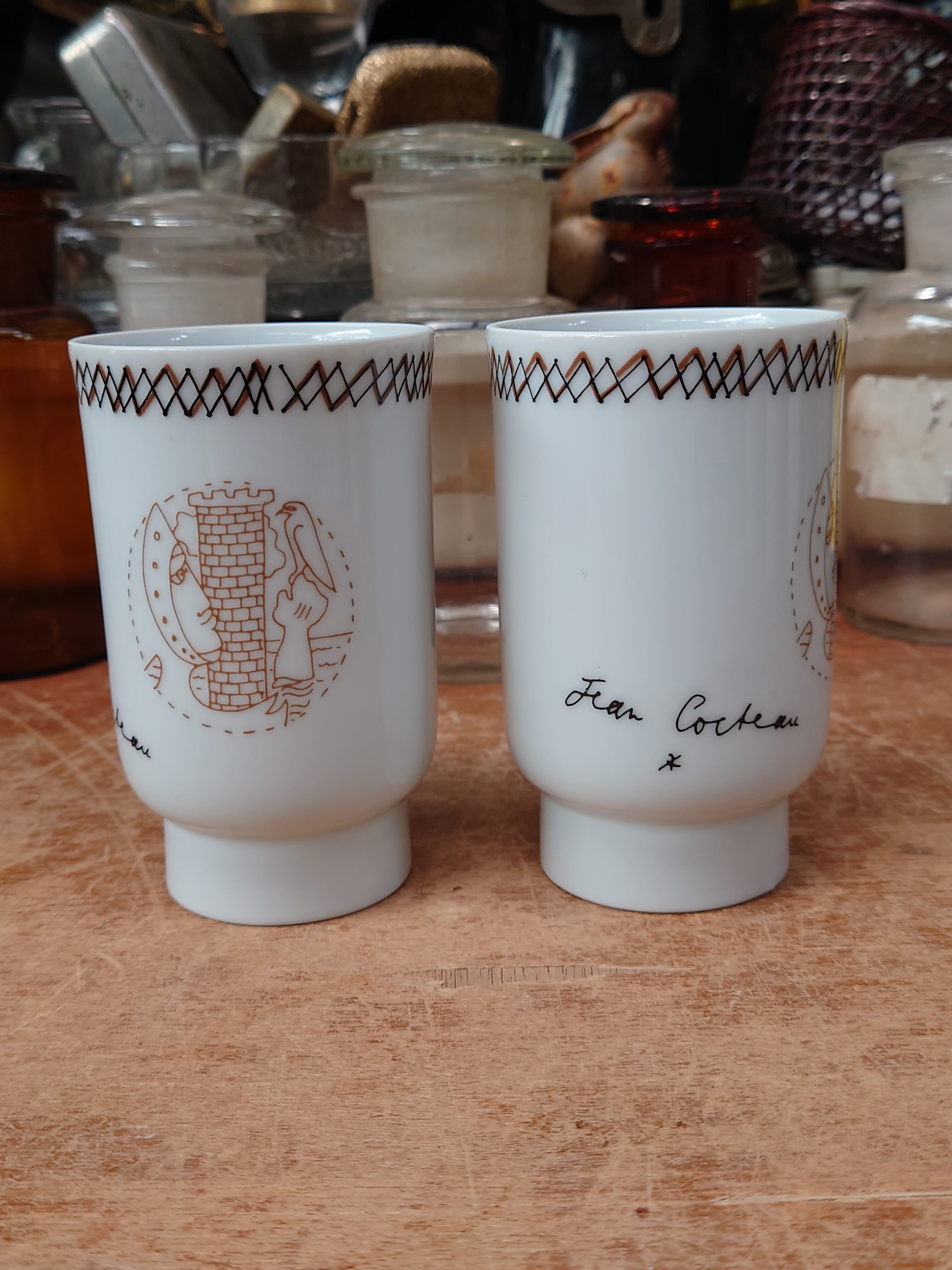 陶芸家 山下清 益子焼 かたつむり 鉄絵 湯呑 筒茶碗 筆筒 箱付き クラフト