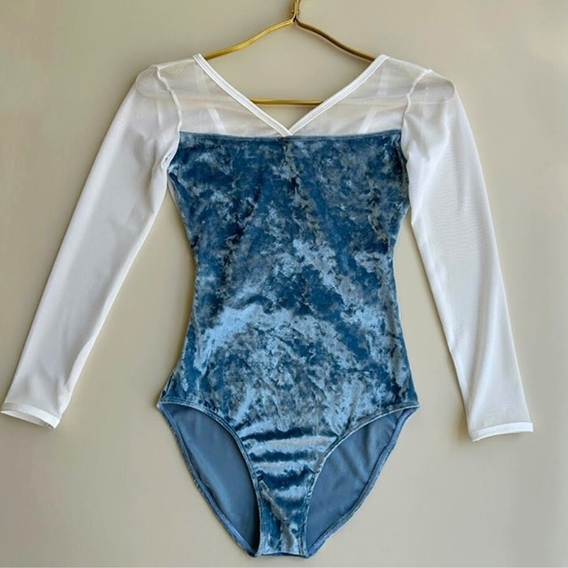 Vネックベロア スリーブレオタード 2色展開 L0887