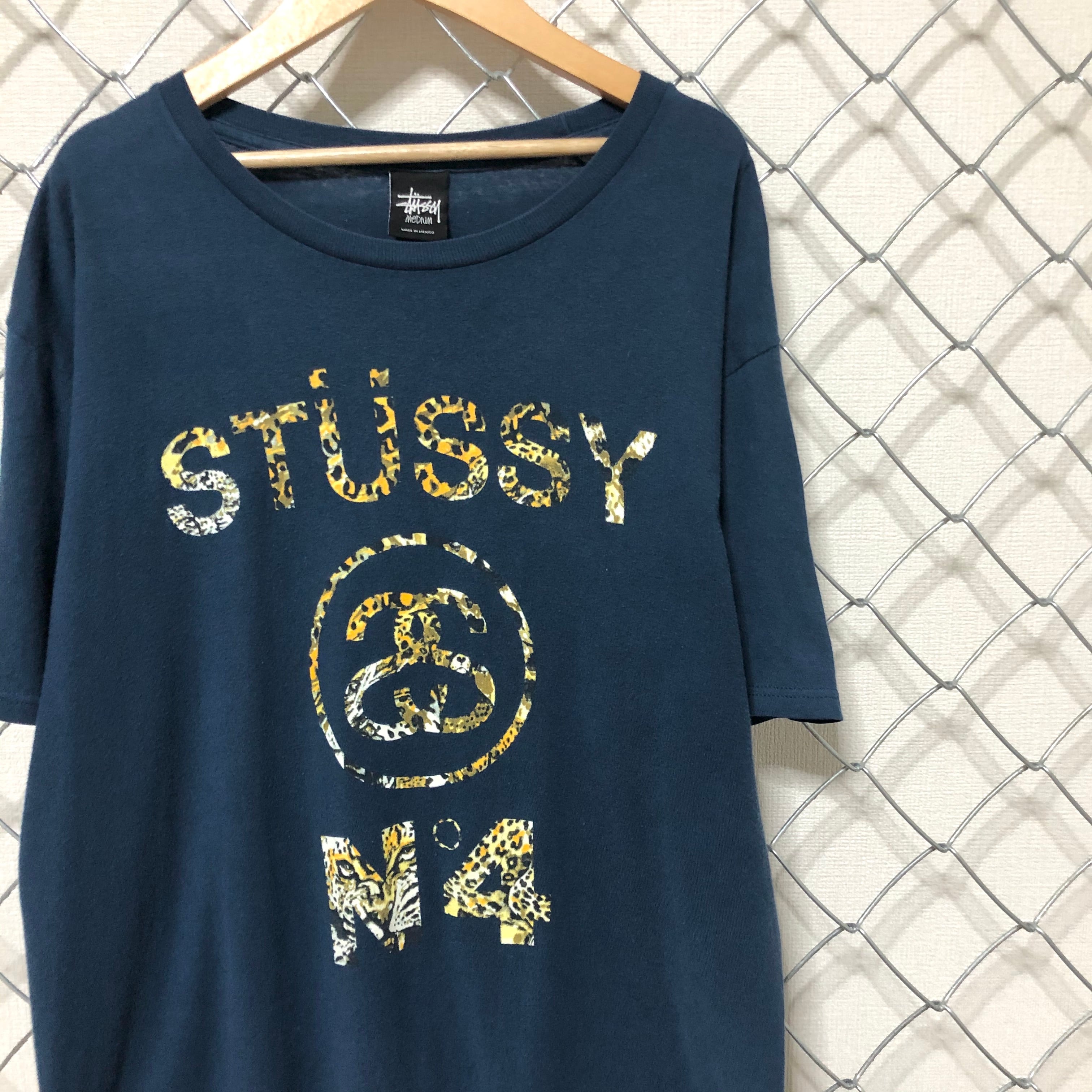 Stussy ステューシー N°4 レオパード 半袖 Tシャツ M ネイビー | MasaHero