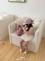 韓国子供服 / BANANA J / 26Autumn / レース ボーダーTシャツ / 秋服 / キッズ *XS~JS*