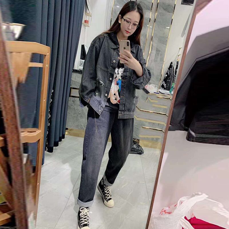 2020年新作プラスサイズ秋のデニムジャケットレディースファットmmトップス、ファットシスタールーズ、スリミング、エイジリダクションプラスファットラージサイズ ミックスインファッション64693277873