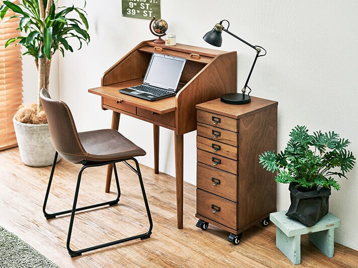 アンティーク調 机 ダークブラウン 4引き出し アンティーク調 机