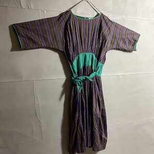 FRANCE製 80s 90s 総柄 ワンピース ヴィンテージドレス D663
