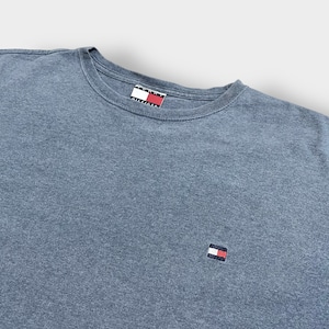 【Tommy Hilfiger】90s USA素材 旧タグ フラッグタグ ワンポイント 刺繍ロゴ Tシャツ XL ワイドサイズ トミーヒルフィガー US古着