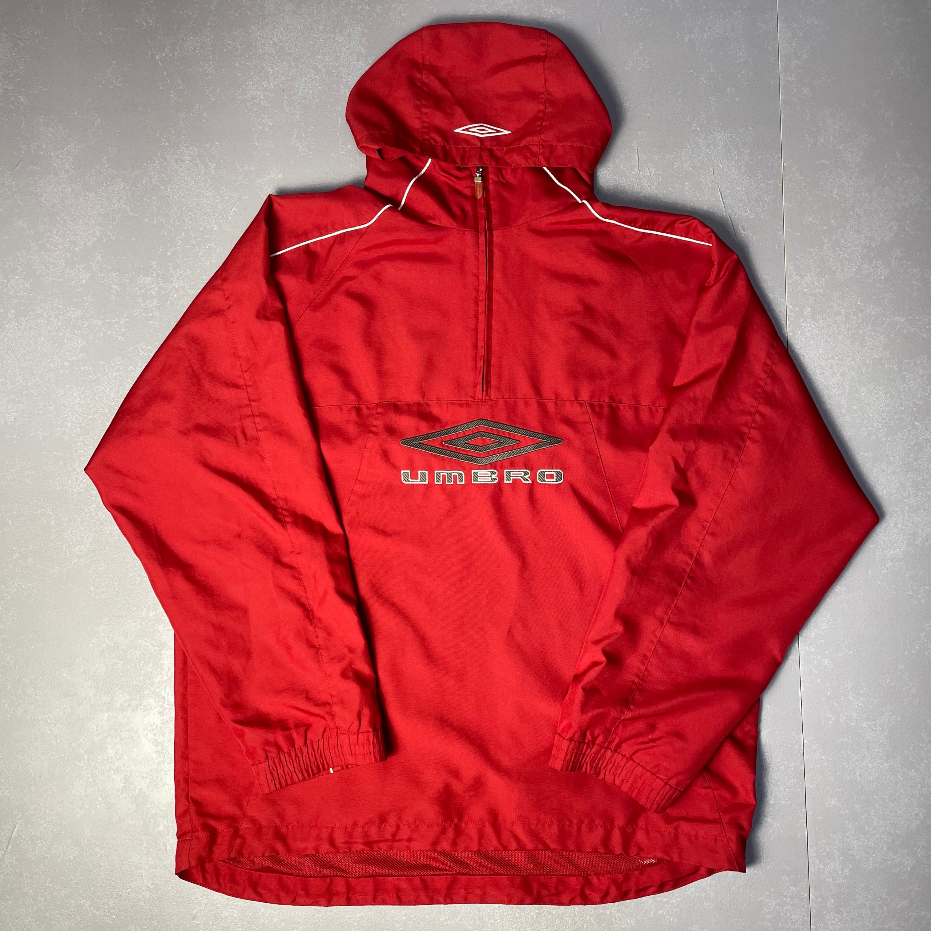 UMBRO アンブロ ビッグロゴ プルオーバー ナイロンジャケット メンズL 古着 ビンテージ ヴィンテージ レッド【ナイロンジャケット】