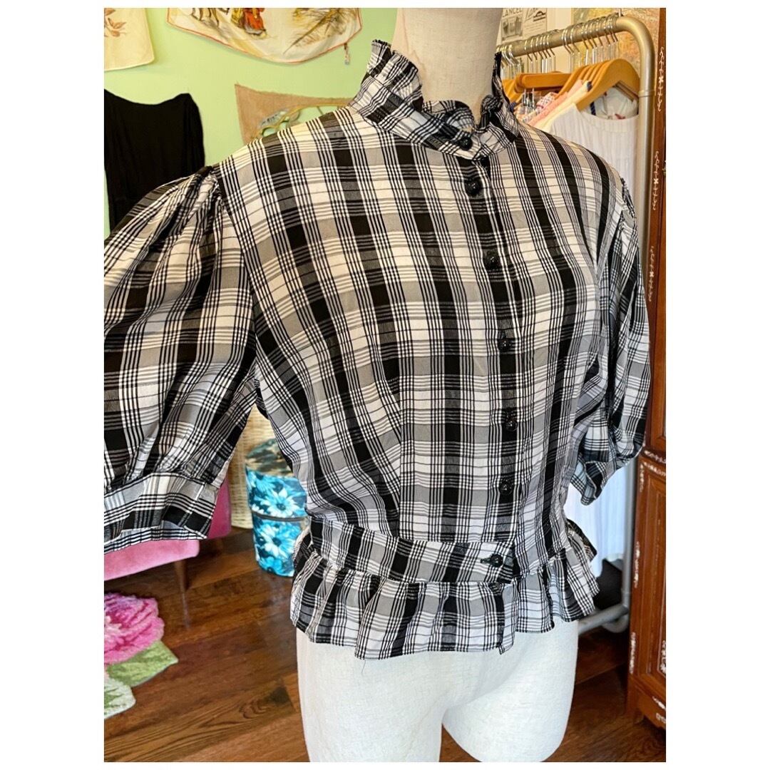 france vintage check blouse.