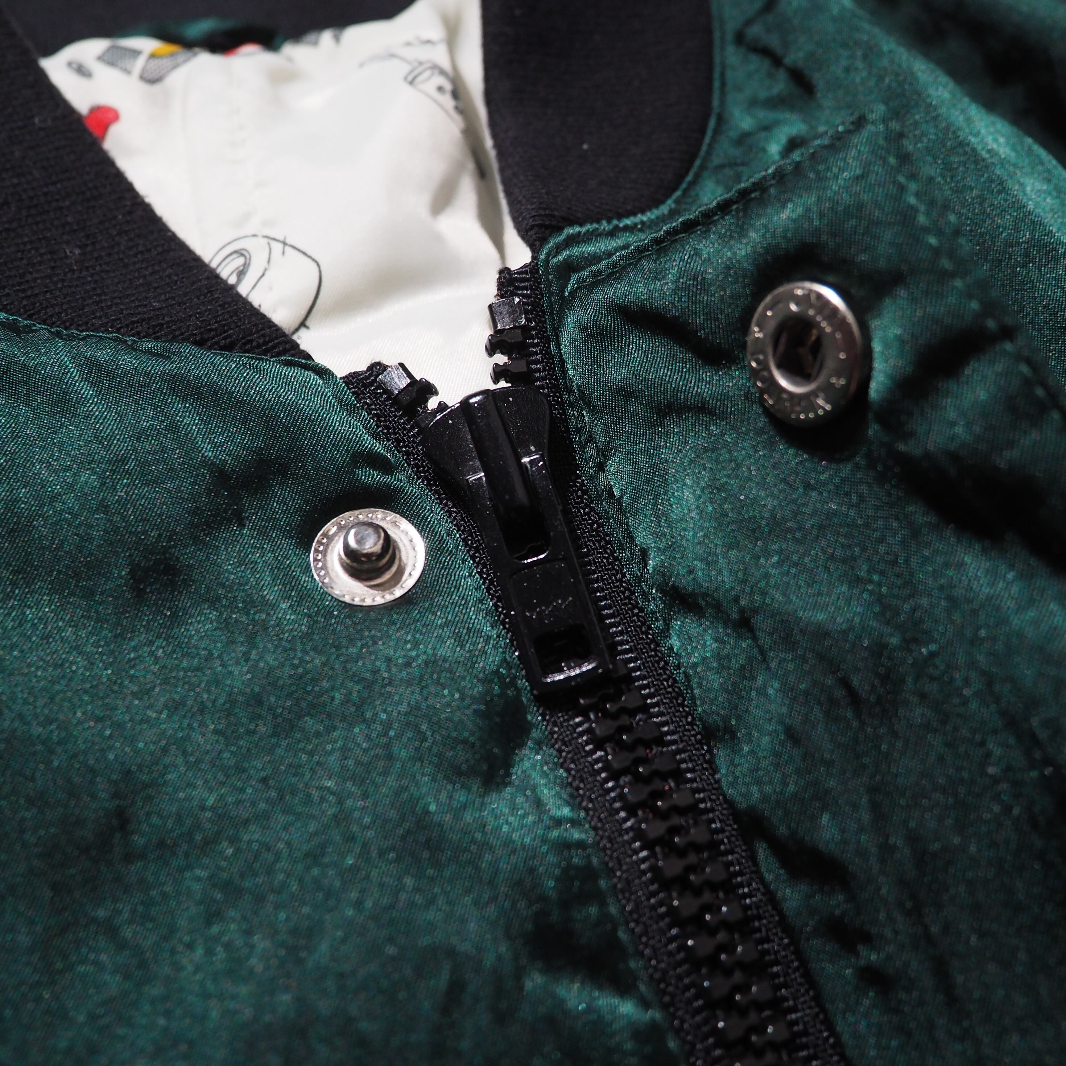 1980 - 90s " INTER FUSION " Beautiful Green × Pop Lining vintage Racing Blouson