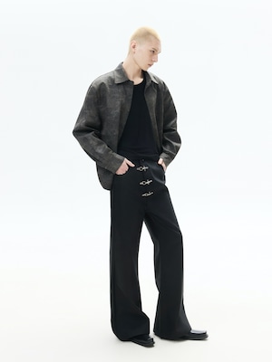 FRKM SCD 26SS ワックスコーティング ファイヤーマンフックセミフレアパンツ