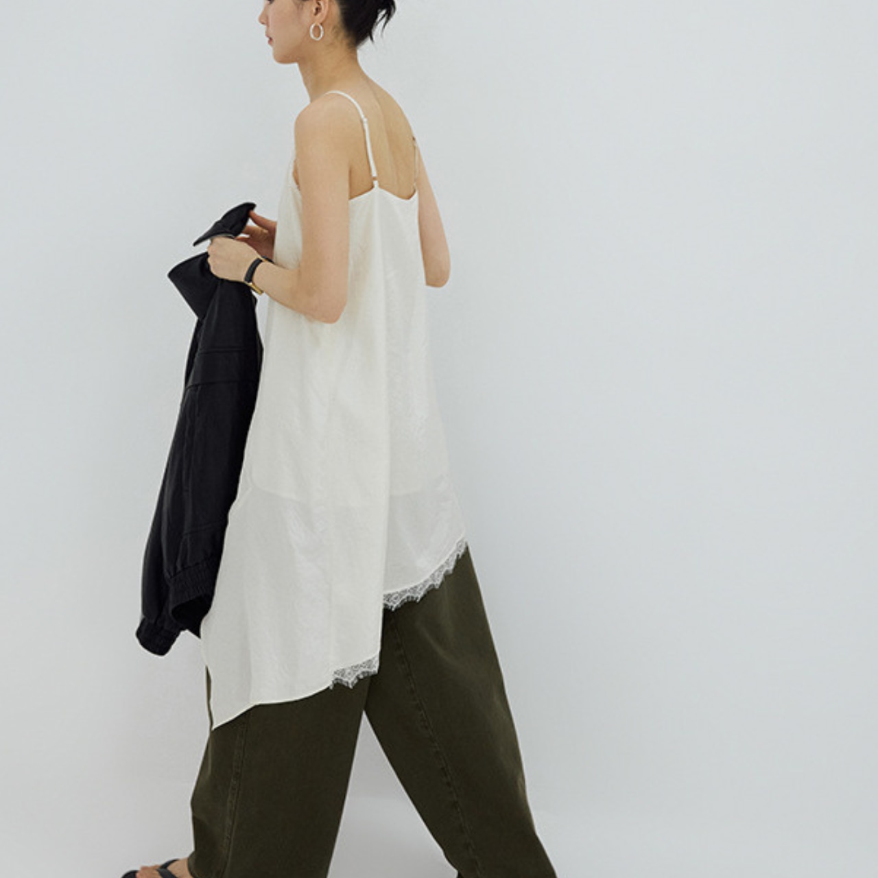 Lace Trim Asymmetrical Camisole T4379