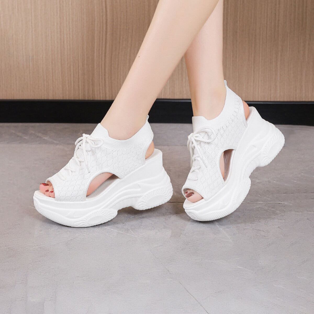 ニット サンダル レディース 春夏 厚底 韓国 スポーツサンダル 通気性 軽量 おしゃれ 大人 カジュアル 履きやすい 歩きやすい 痛くない 大人可愛い 大人女子