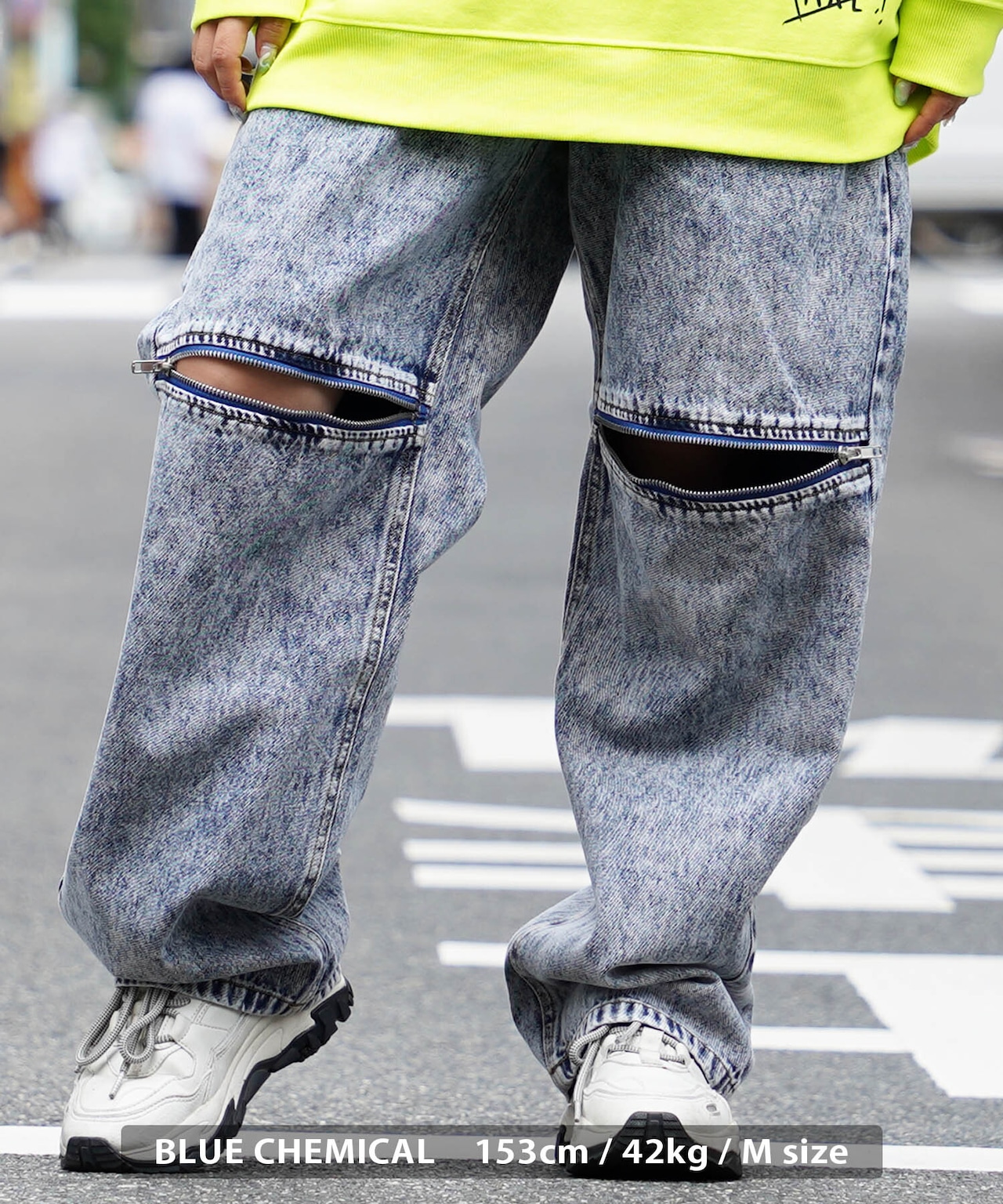 ◆膝ZIP ワイドバギーパンツ◆wi-717088