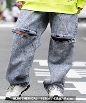 ◆膝ZIP ワイドバギーパンツ◆wi-717088