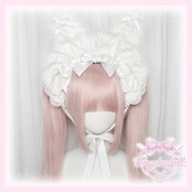 ♡【全9色】MAID うさみみフリルレースリボンハーフボンネット pink ♡