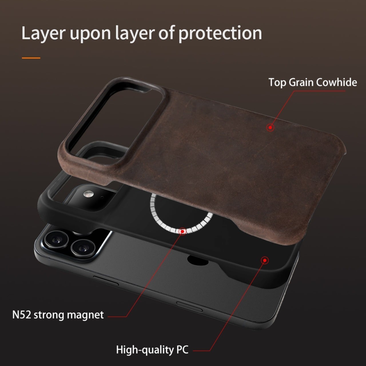 ◇iPhone 17/16/15/Pro/Pro Max/Air◇ Crazy Horse Leather Phone Case