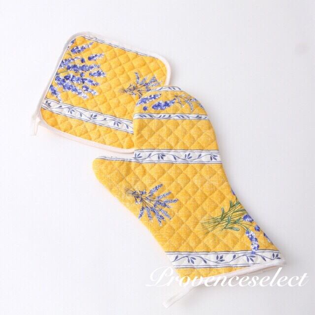 プロヴァンス柄 ミトン&鍋敷きセット(ラベンダー ジョンヌ)