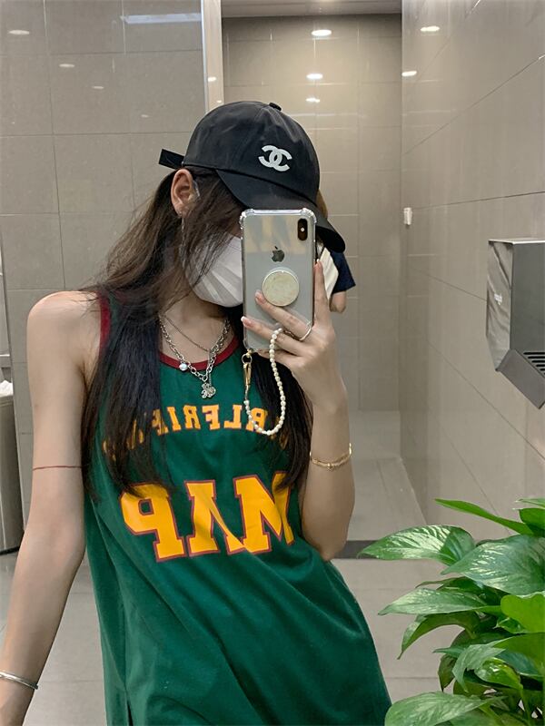 サマールーズカラーサイドスタンダードプリントノースリーブトップス レトロ 夏物 モンロー42624641056