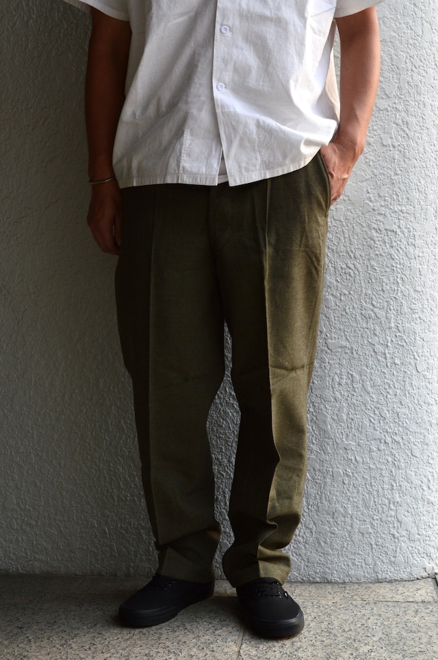 Bergian Army ABL 1968's PVBA BEGETEX社 HeavWool Gabardine Slacks Dead Stock Wool Trouser ベルギー軍 ウールスラックス ダークオリーブ