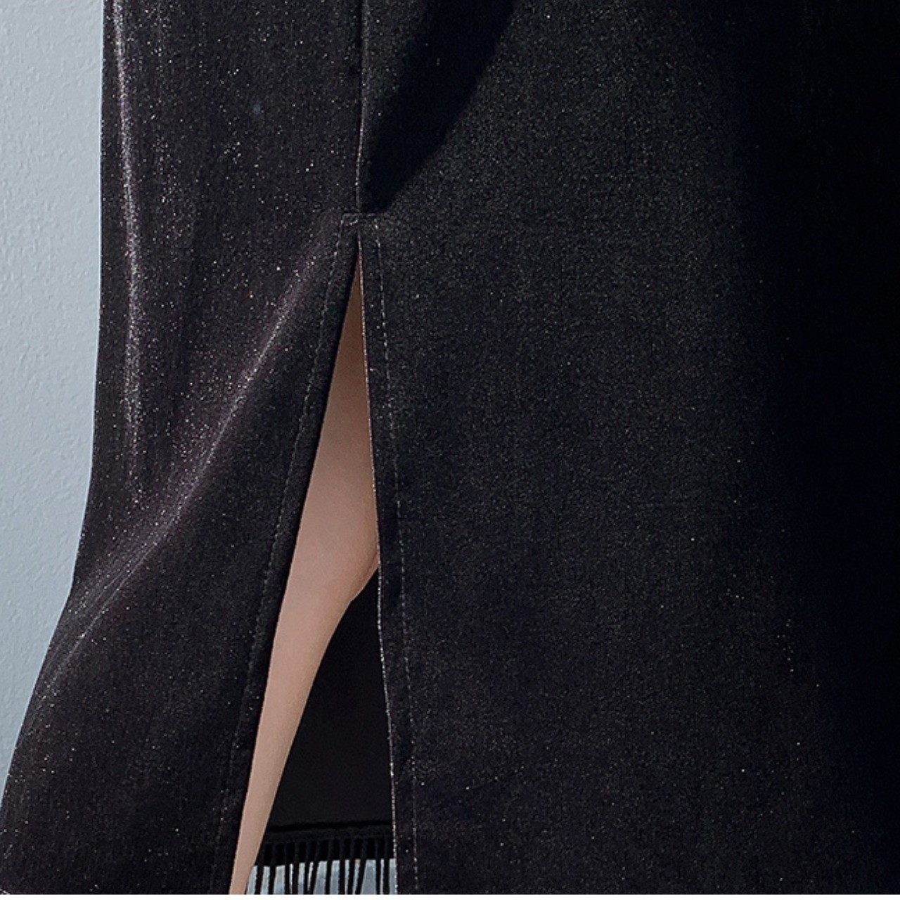 フリンジ ベルベット スリット スカート 10311