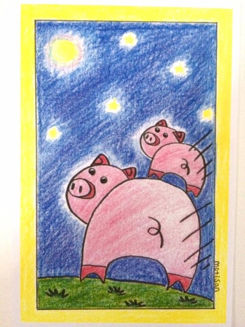 オリジナルポストカード　夢見る豚ちゃん