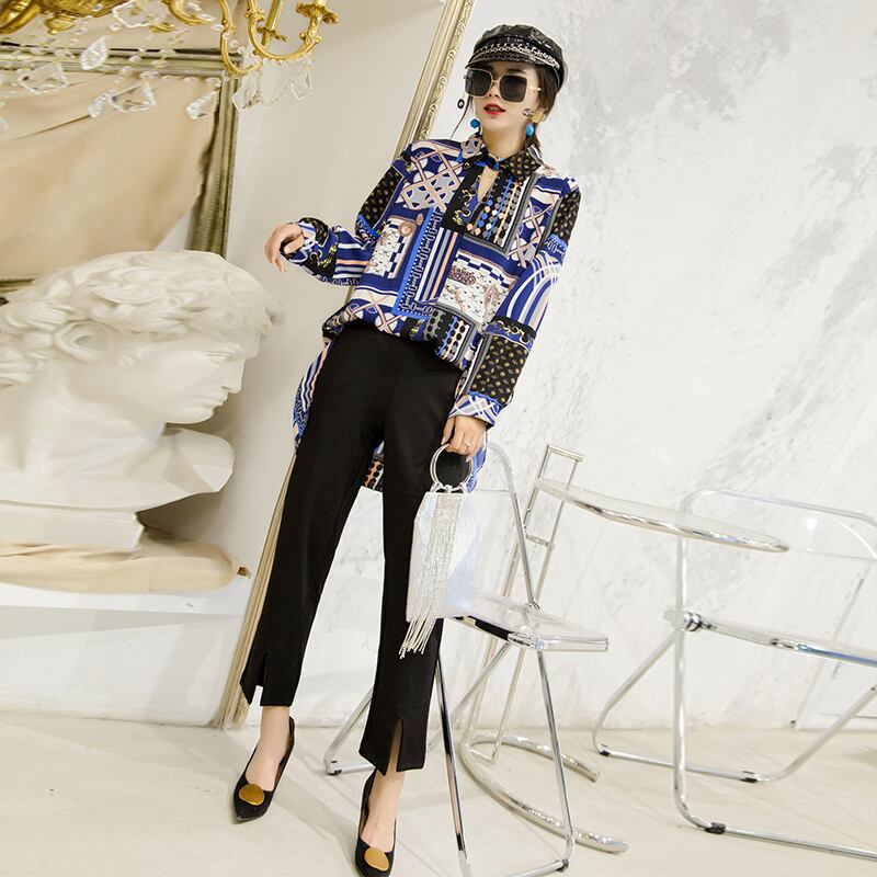 長袖のラージサイズのブラウス、ウエスタンスタイルのファッショントップ、薄くてルーズなカジュアルバージョン、ファットmmのオールマッチカジュアルパンツ ミックスインファッション97771956310