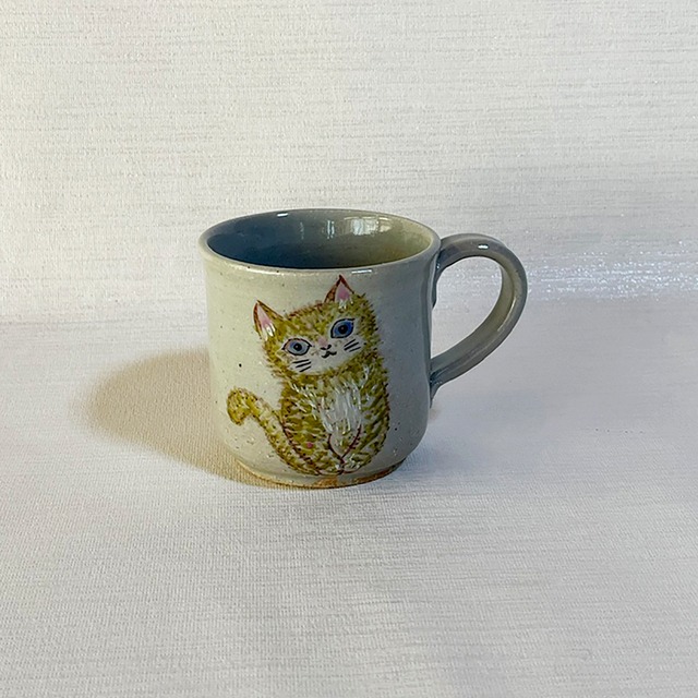 《 うつわ元窯 》手付きカップ　ネコ（茶トラ）