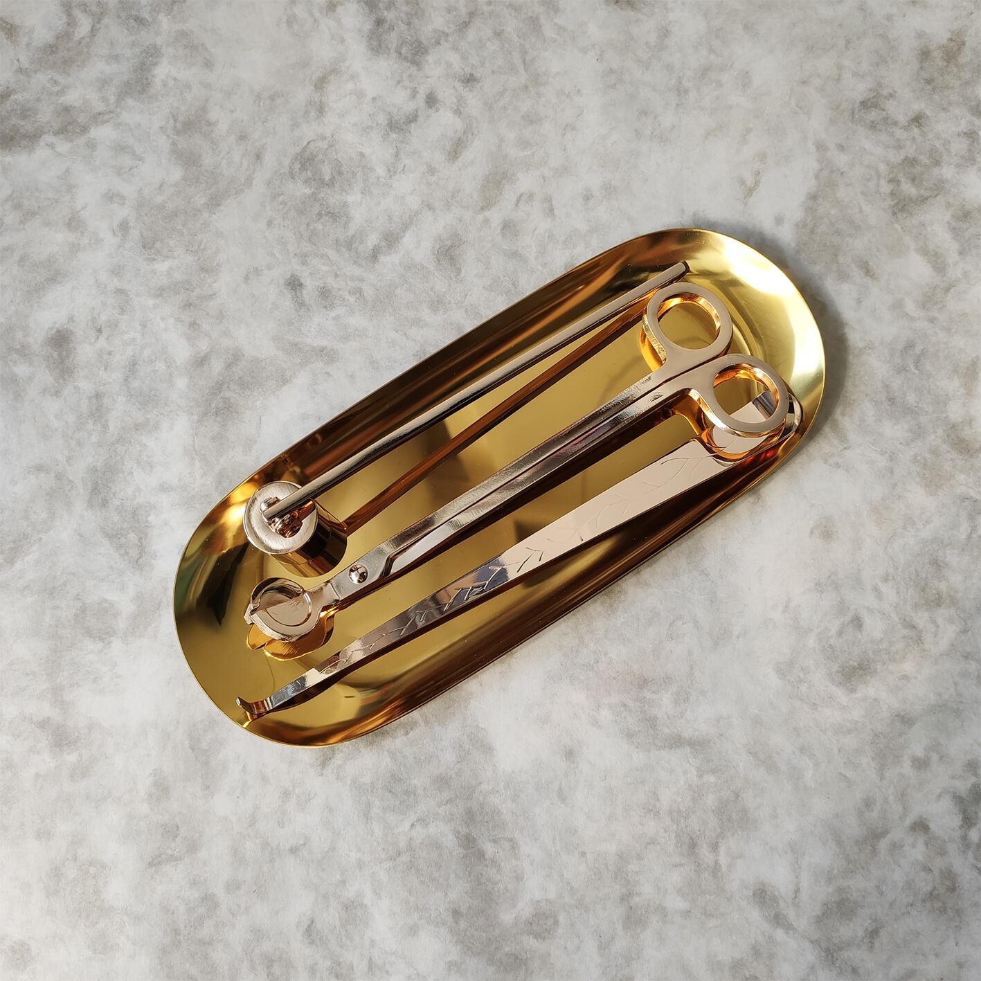 キャンドルスナッファーセットGold Candle Tool Set with Tray