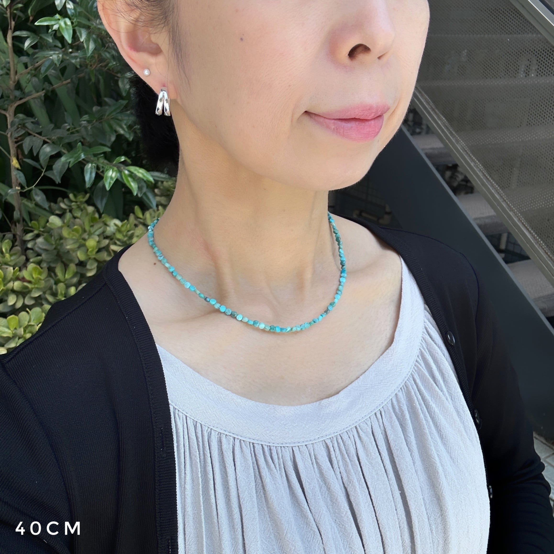 Lagoon Original ターコイズ 3mm コインカット ネックレス 40cm 45cm