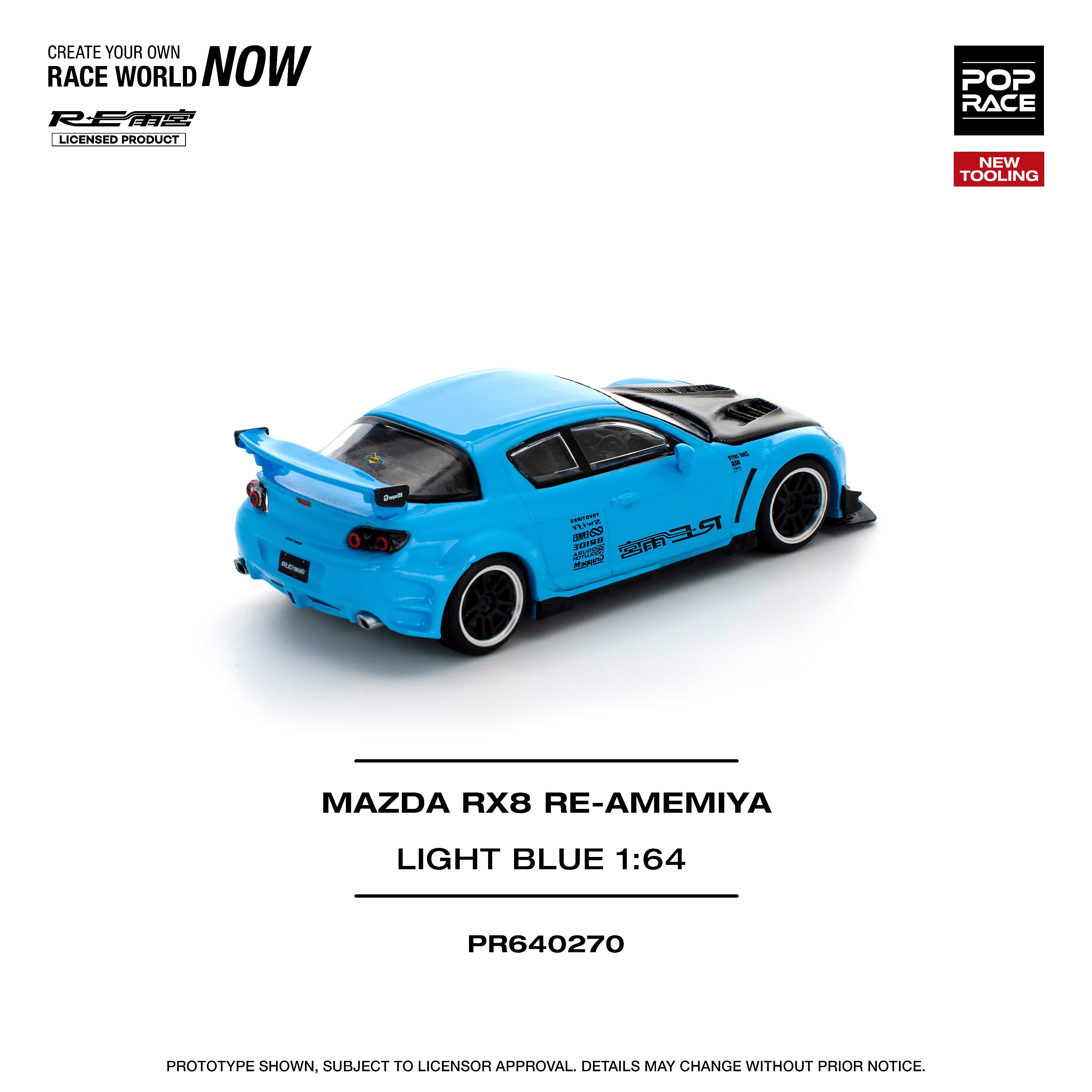 POP RACE 1/64 マツダ RX-8 RE雨宮 ライトブルー | ANKGLID Power