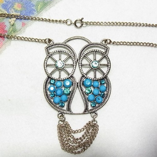 フクロウのペンダントネックレス　ヴィンテージネックレスのセール通販　10742N