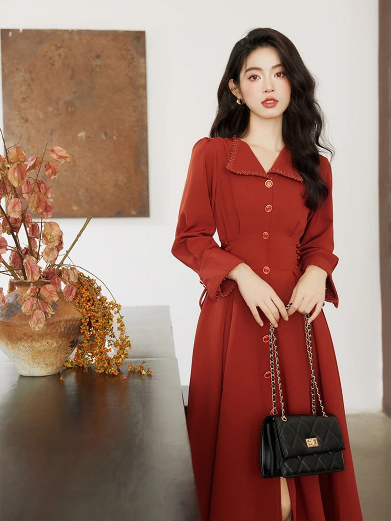 【0192】Side Lace-up Shirt Long Sleeve Dress