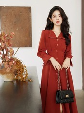 【0192】Side Lace-up Shirt Long Sleeve Dress