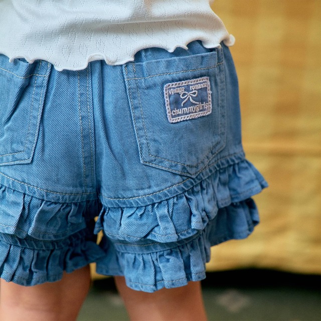 [予約][送料無料]≪1st blue≫Tiered Frill Denim Shorts 21