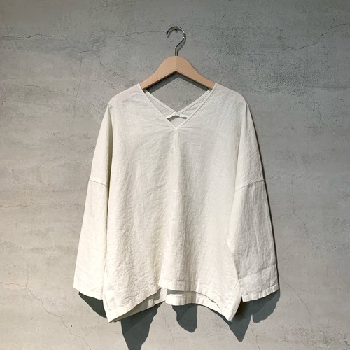【evam eva】water linen v neck pullover/E261T105