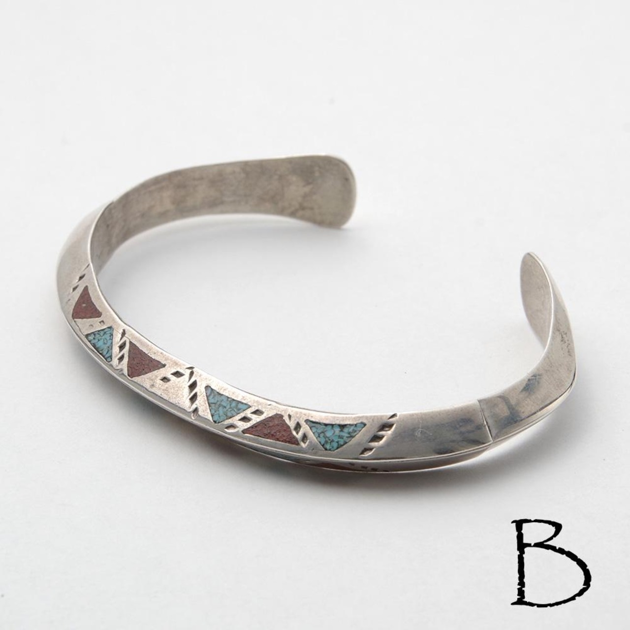 【INDIAN JEWELRY(インディアンジュエリー)】Navajo Tip Inlay Bangle by Ray.B ナバホ チップインレイ バングル Ray.B作