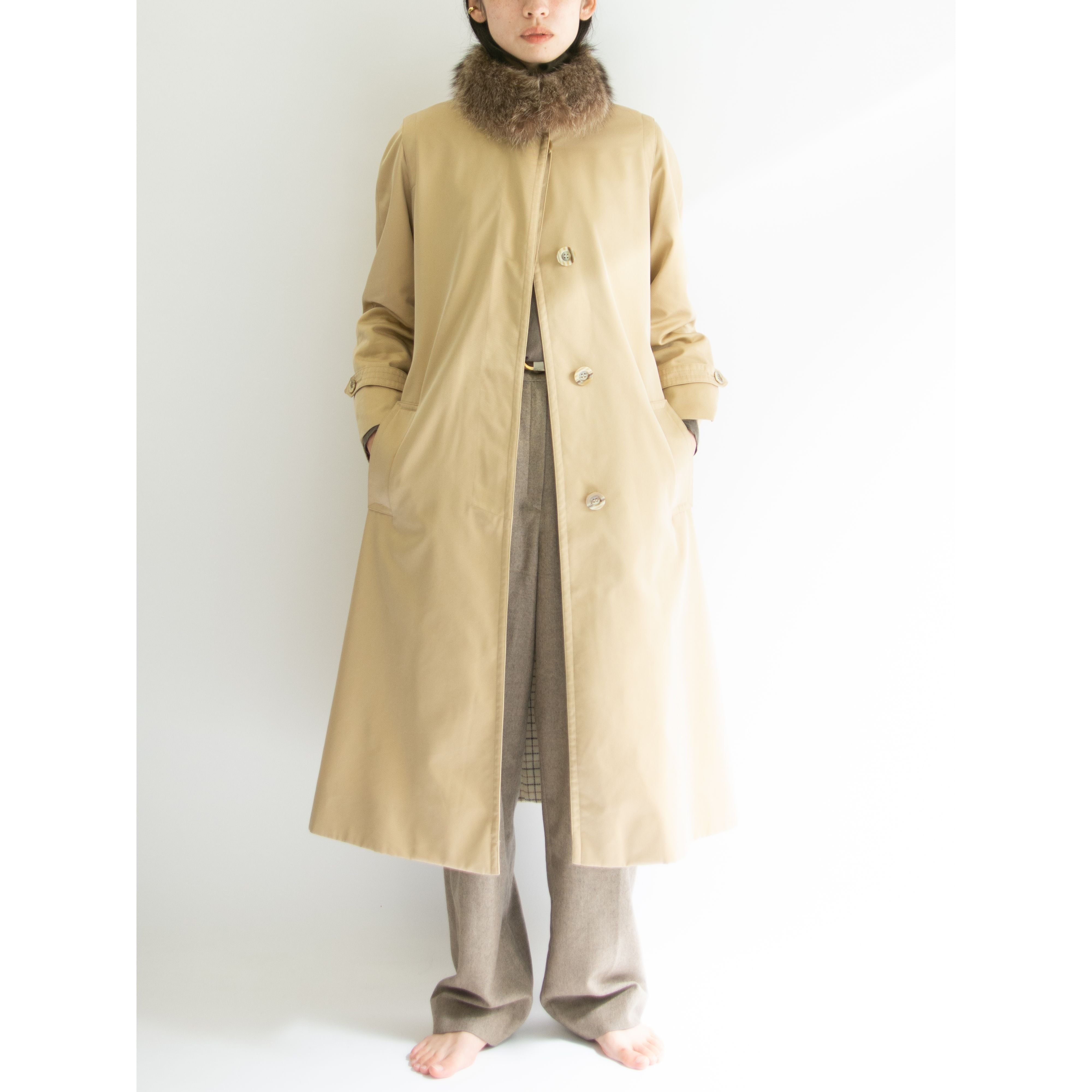 【Aquascutum】Made in England 80's Cotton-Polyester Single Coat（アクアスキュータム  英国製コットンポリエステル シングルコート ウールライニング） | MASCOT/E powered by BASE