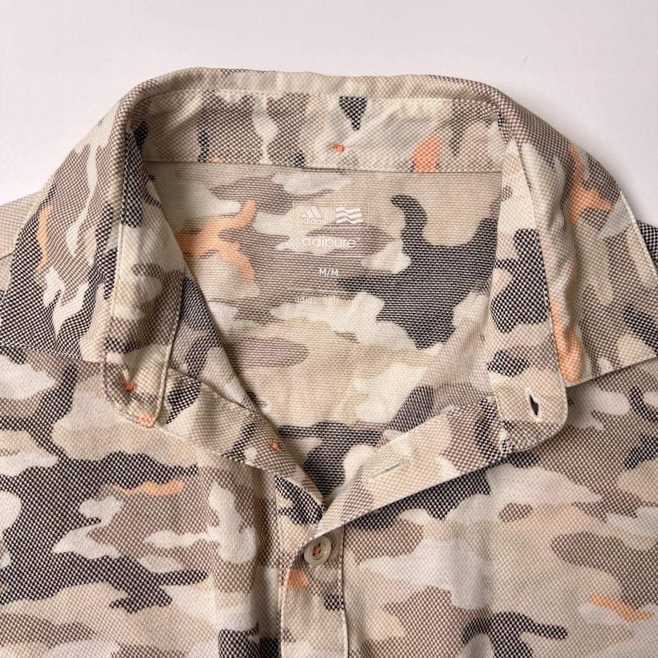 adidas アディダス adipure カモフラ 半袖ポロシャツ M/ベージュ 系
